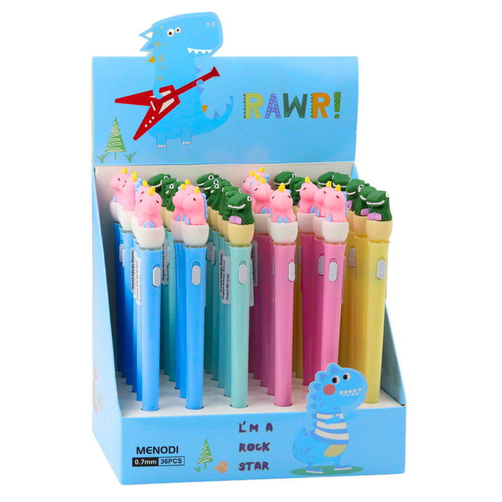 Svítící kuličkové pero s dinosaurem a LED světlem 0,7mm modrý inkoust