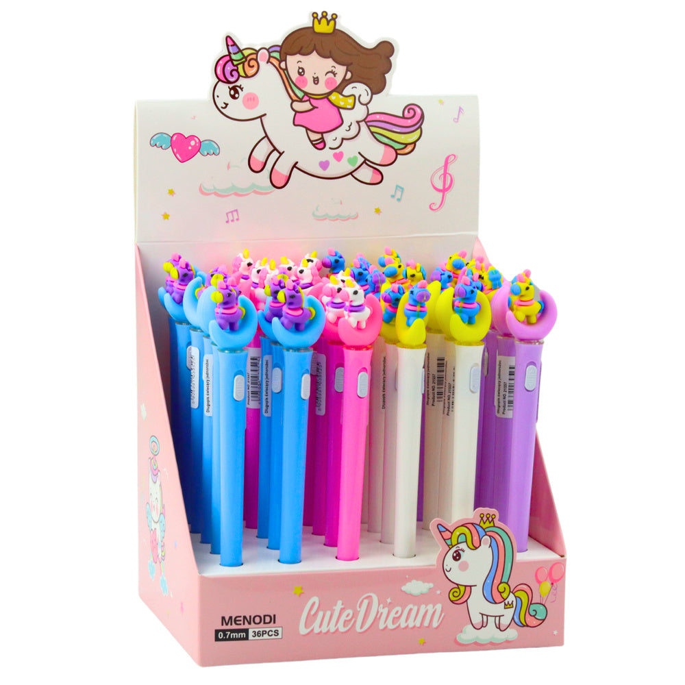 Svítící kuličkové pero s jednorožcem na měsíci a LED světlem