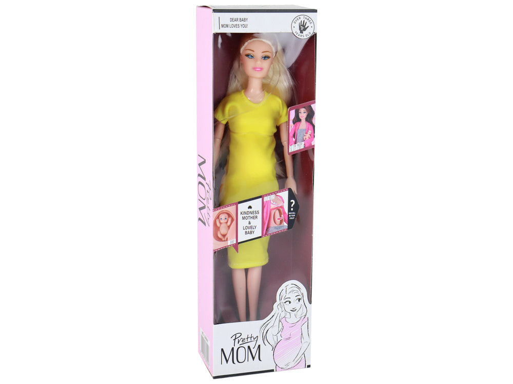 Těhotenská panenka s miminkem – odnímatelné bříško | žlutá