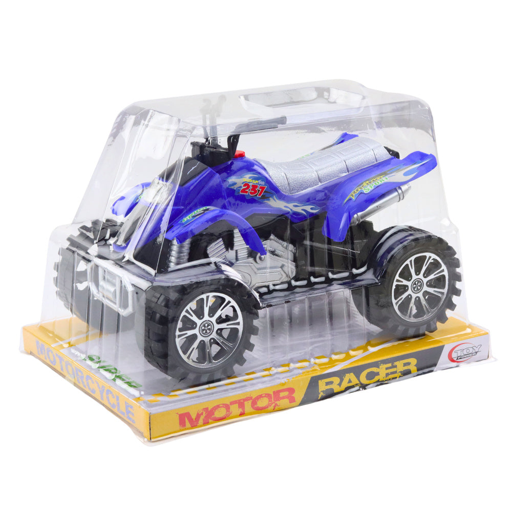 Terénní čtyřkolka s frikčním pohonem a drážkovanými koly modrá