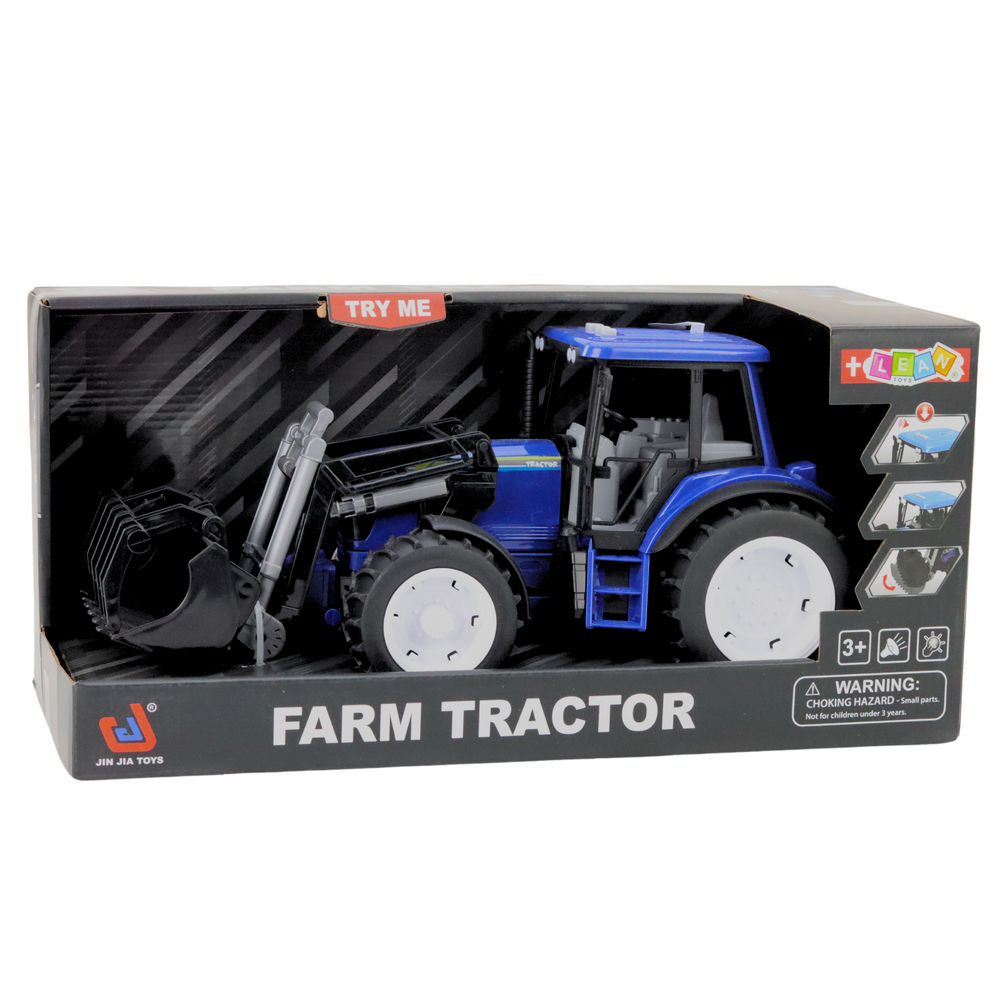 Traktor farmářský modrý 1:10 – s lžící světla zvuky