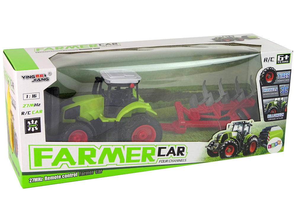 Traktor na dálkové ovládání 1:16 – s pluhem a gumovými koly