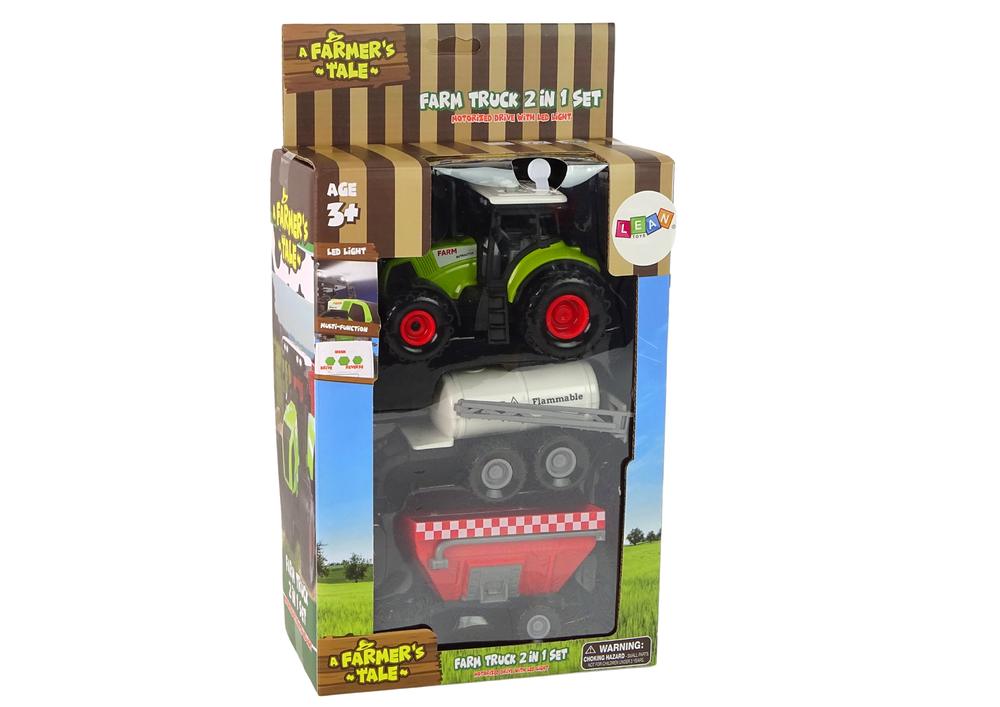Traktor s LED světly a zvuky – farmářský set se stroji