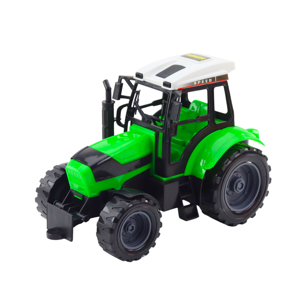 Traktor s secím strojem rolnická souprava zelený červeno žlutý