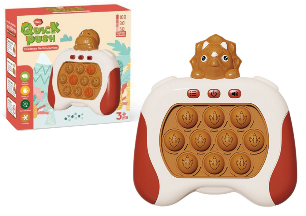 Triceratops Pop It se světly a zvuky – hnědá baterie