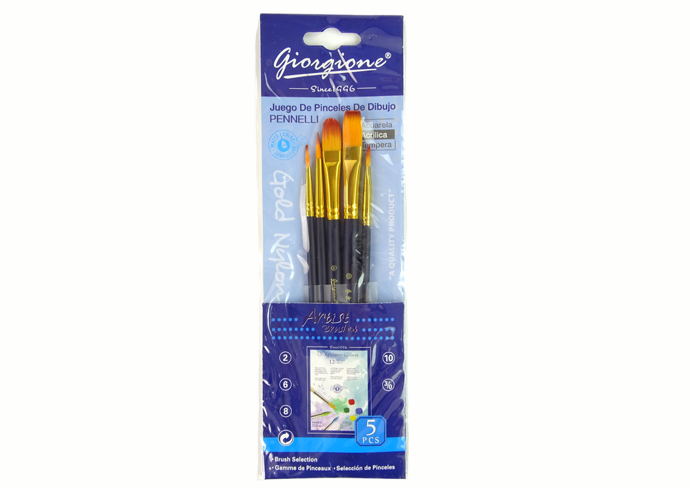 Umělecká sada štětců 5 různých tvarů pro malování