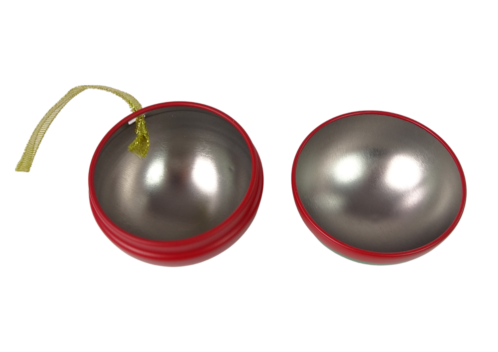 Vánoční koule Mikuláš se sněhulákem – kovová ozdoba zelená