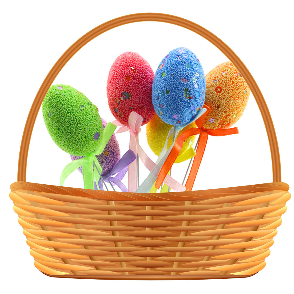 Velikonoční vajíčka na drátku barevná se vzorky a stužkou 6ks