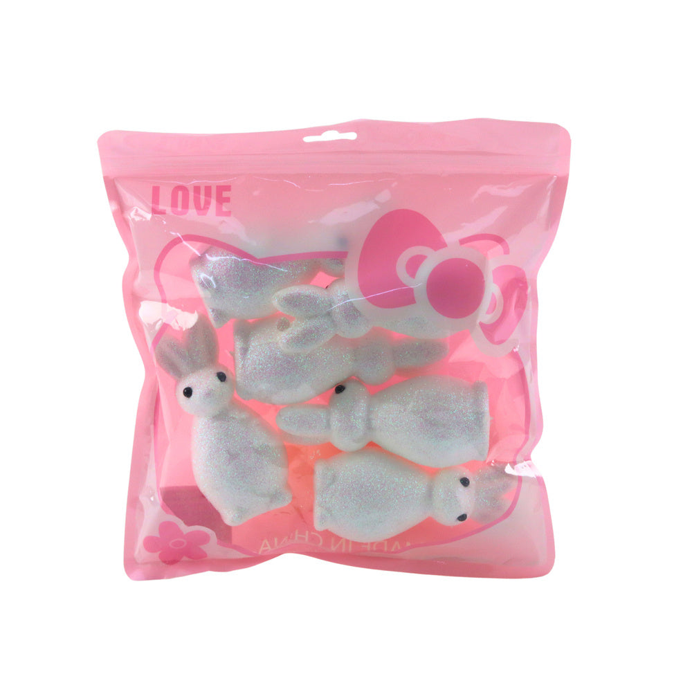 Velikonoční zajíčci polystyrenové s třpytkami dekorační bílé 6ks