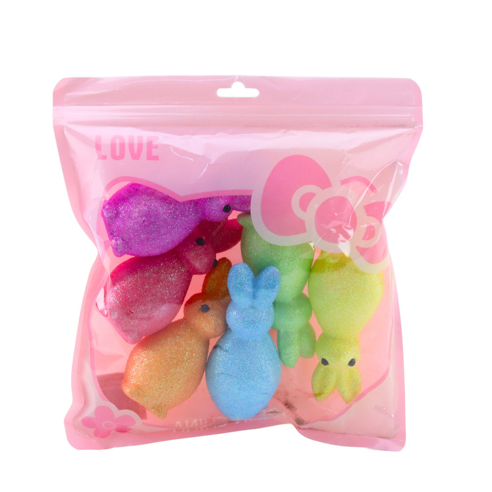 Velikonoční zajíčci polystyrenové třpytivé dekorační 6ks barevní