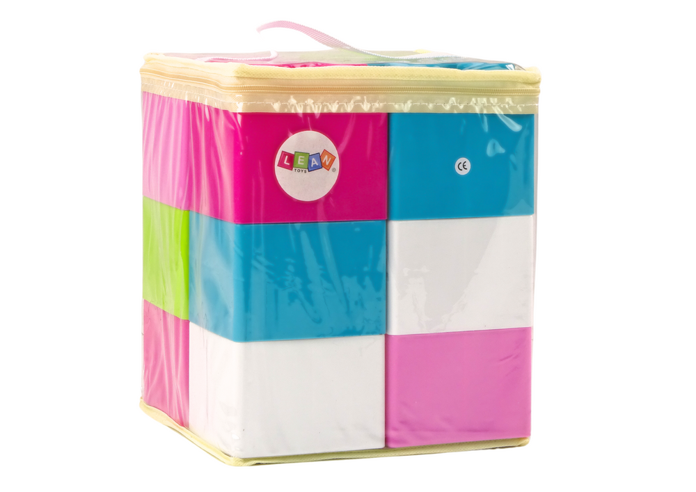 Velké stavební kostky s nálepkami v tašce 12 kusů barevné