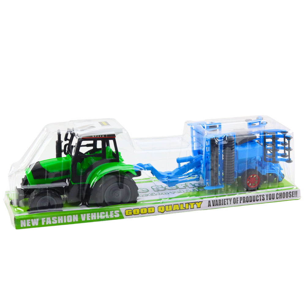 Velký zemědělský traktor s talířovou bránou – pohyblivé prvky