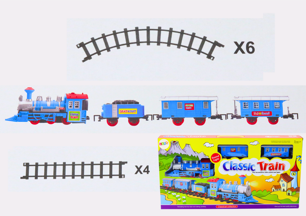Vlakový set na baterie s 3 vagony kolejemi a světelnými efekty