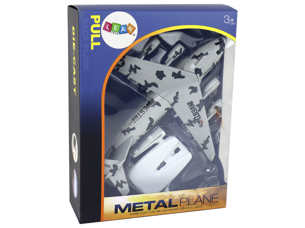 Vojenské letadlo se zvuky a světly – maskáčové šedé UNITED