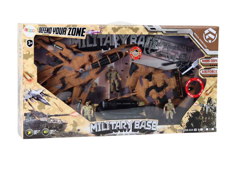 Vojenský set tank letadlo ponton vojáci se zvuky a světly