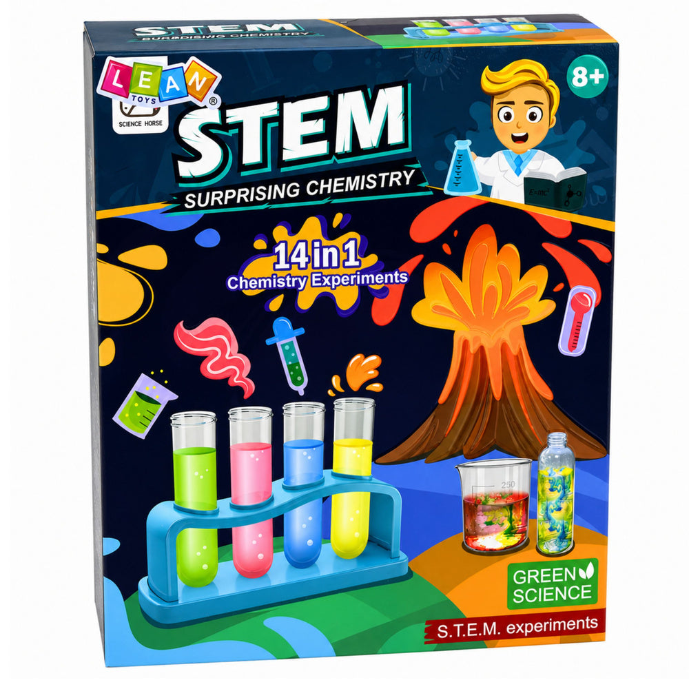 Vzdělávací chemická sada Malý chemik 14v1 s experimenty sopky