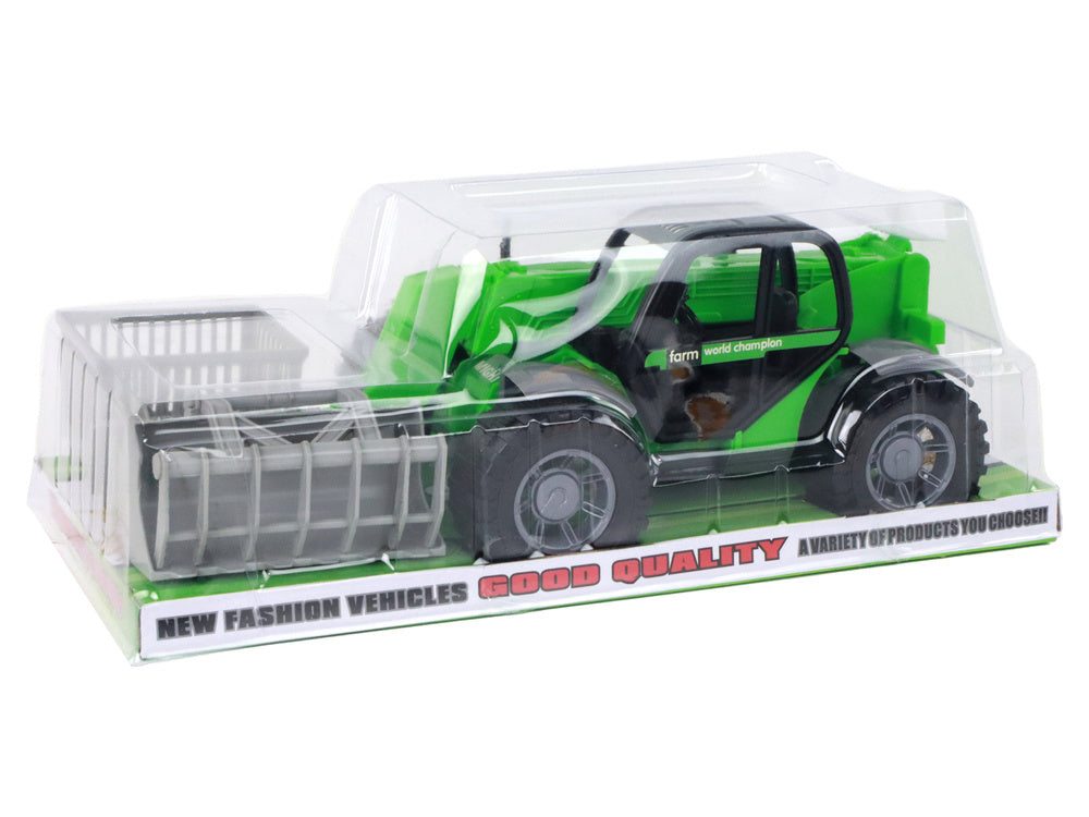 Zemědělský traktor s jeřábem – 3 nástavce | zelený