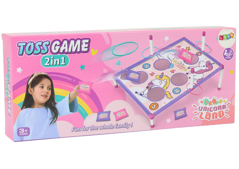Zručnostní hra házení pytlíčky a kroužky 2v1 – jednorožci