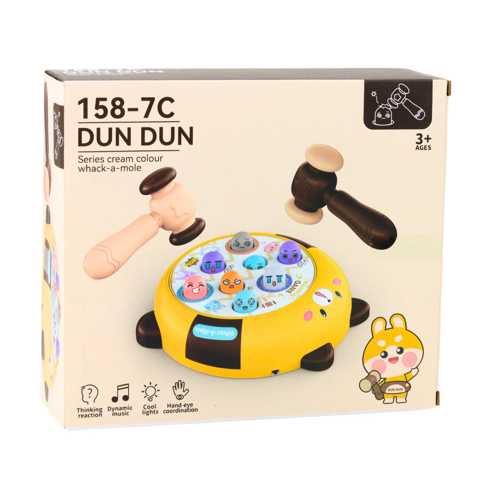 Zručnostní hra s kladívky kotek – se světly a zvuky | žluto hnědá