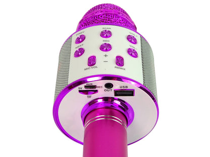Wireless Microphone USB Speaker Karaoke Recording Model WS-858 Pink