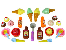 Sweet Treats Set Ice Cream Cupcakes Sauces Spoons