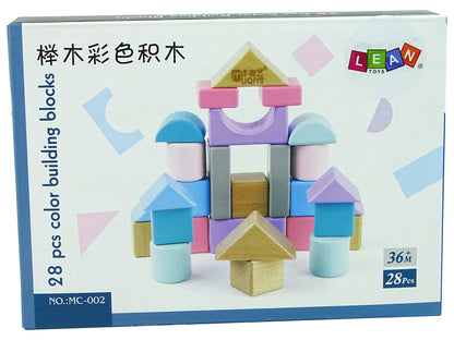 Wooden Bricks Pastel Colours 28 Pieces Castle