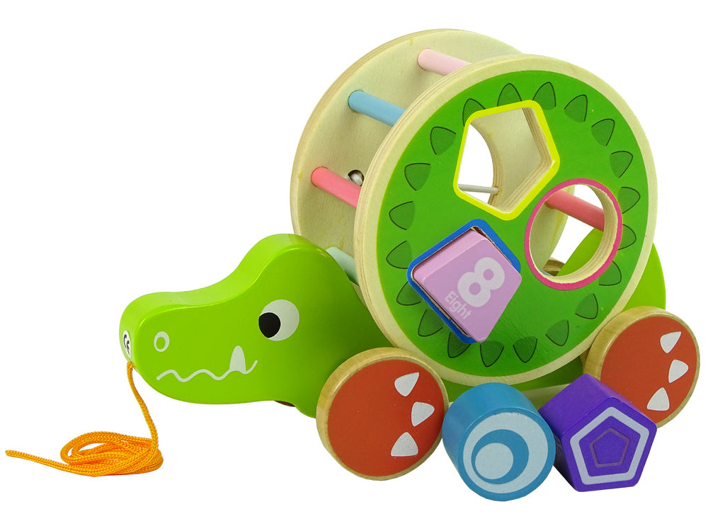Crocodile Pull-On Wheels Wooden Block Sorter