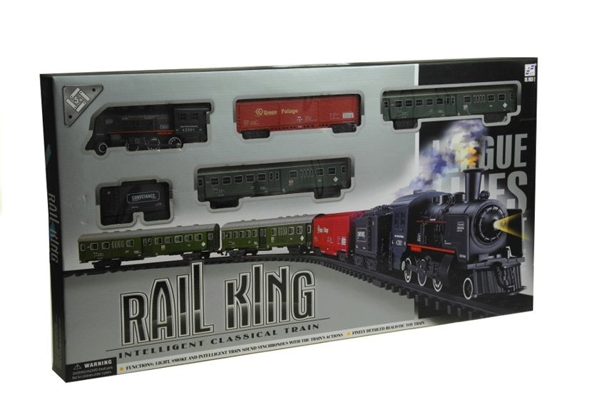 Rail King Train Set Smoke Realistic Toy Locomotive
