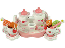 Wooden Tea Set Pink Flowers Pitcher Tray