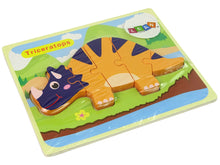 Wooden Puzzle Dinosaurs Triceratops Ankylosaurus Orange