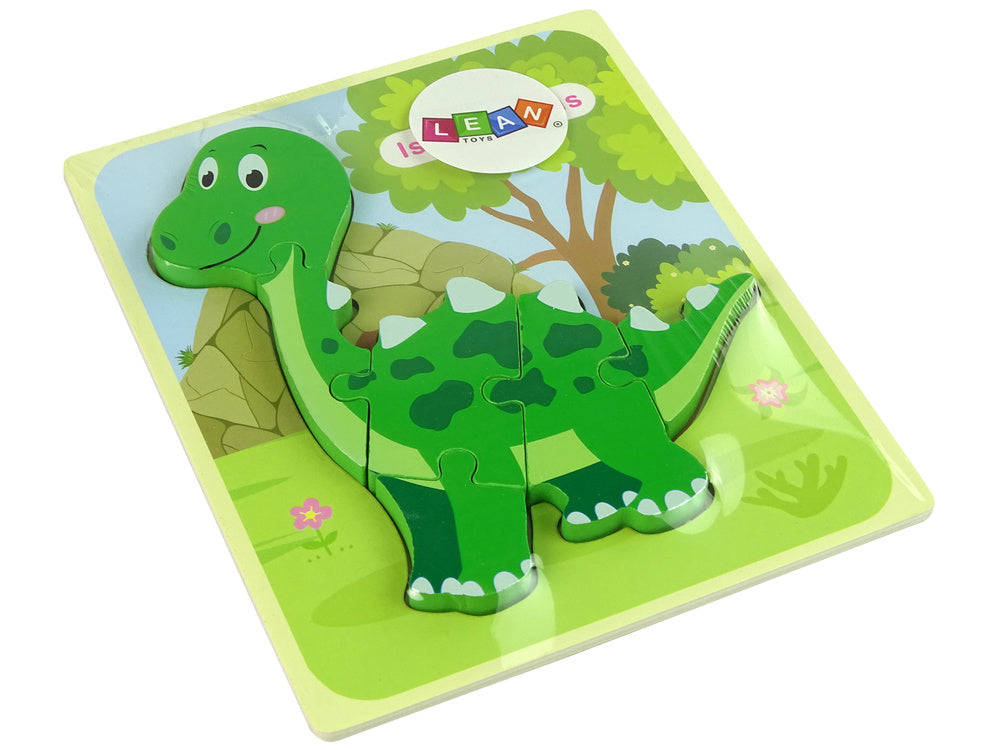 Wooden Isanosaurus Green Dinosaur Puzzle