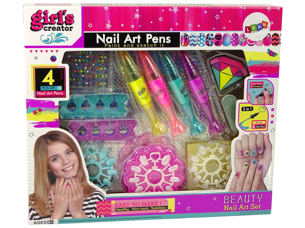 Nail Painting Set Nail Lacquers Pens Coloured Stickers