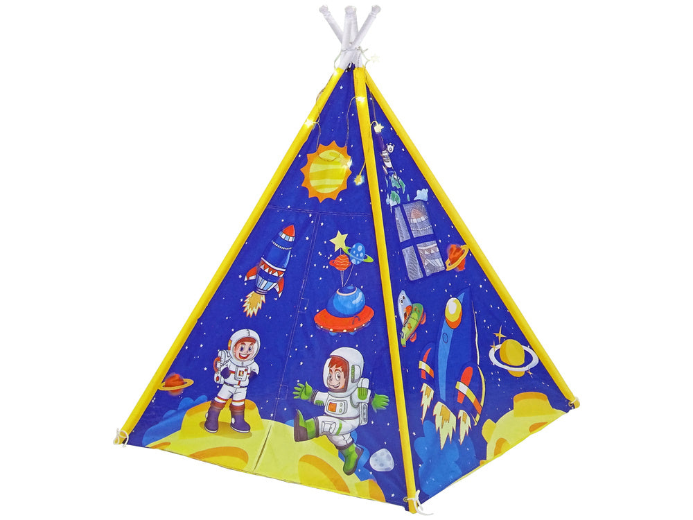 Tent for Kids Lighting Effects Space Rockets Stars Blue