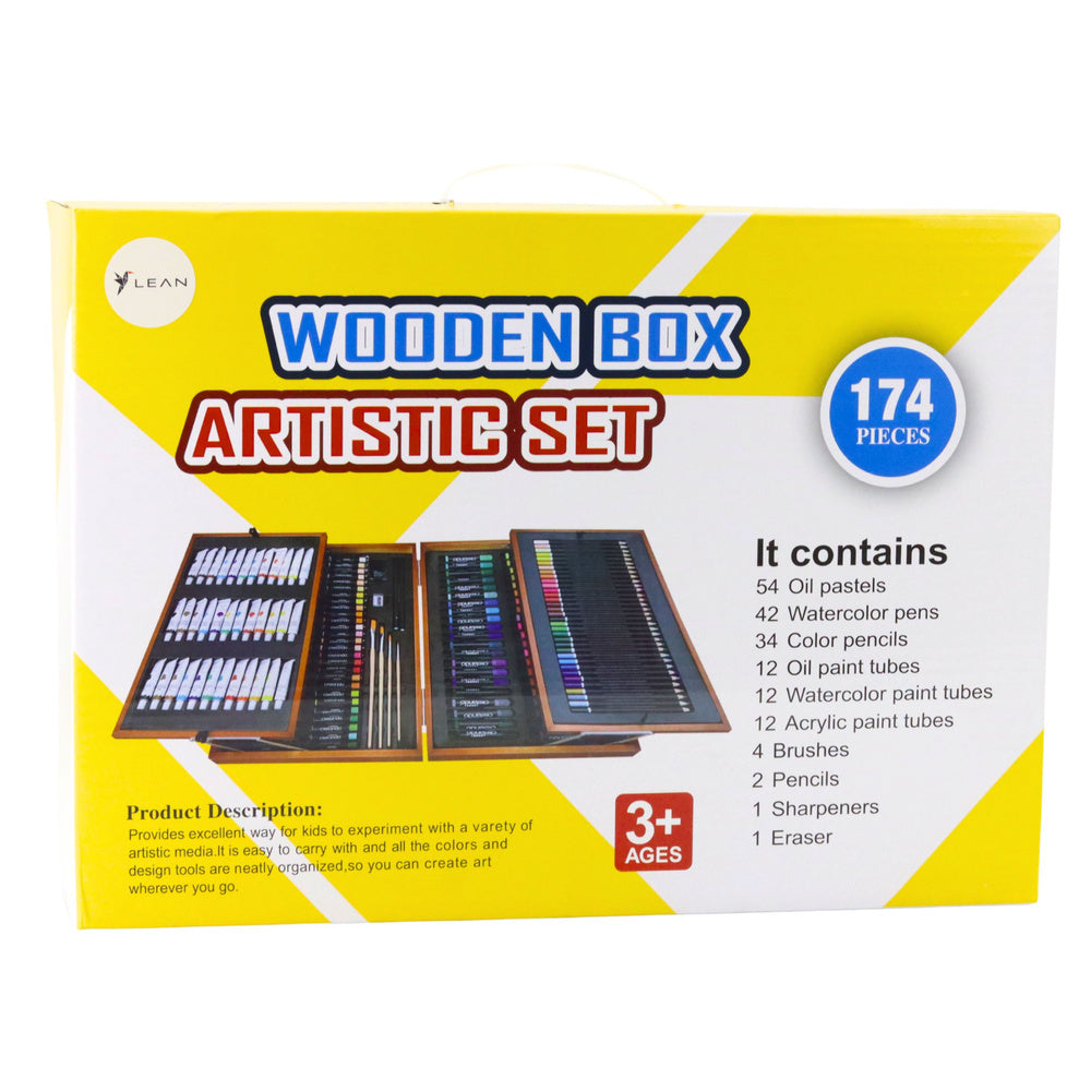 Velká profesionální malířská sada v dřevěném kufříku – 174 dílů