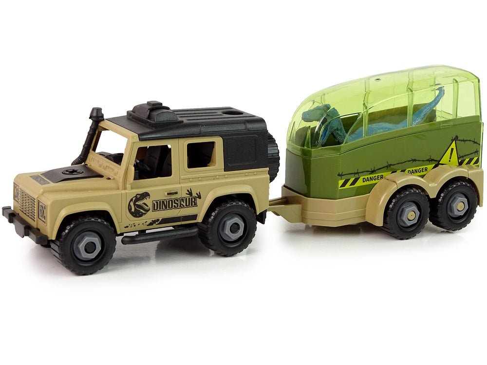 Terénní auto s přepravníkem dinosaurů – DIY stavebnice