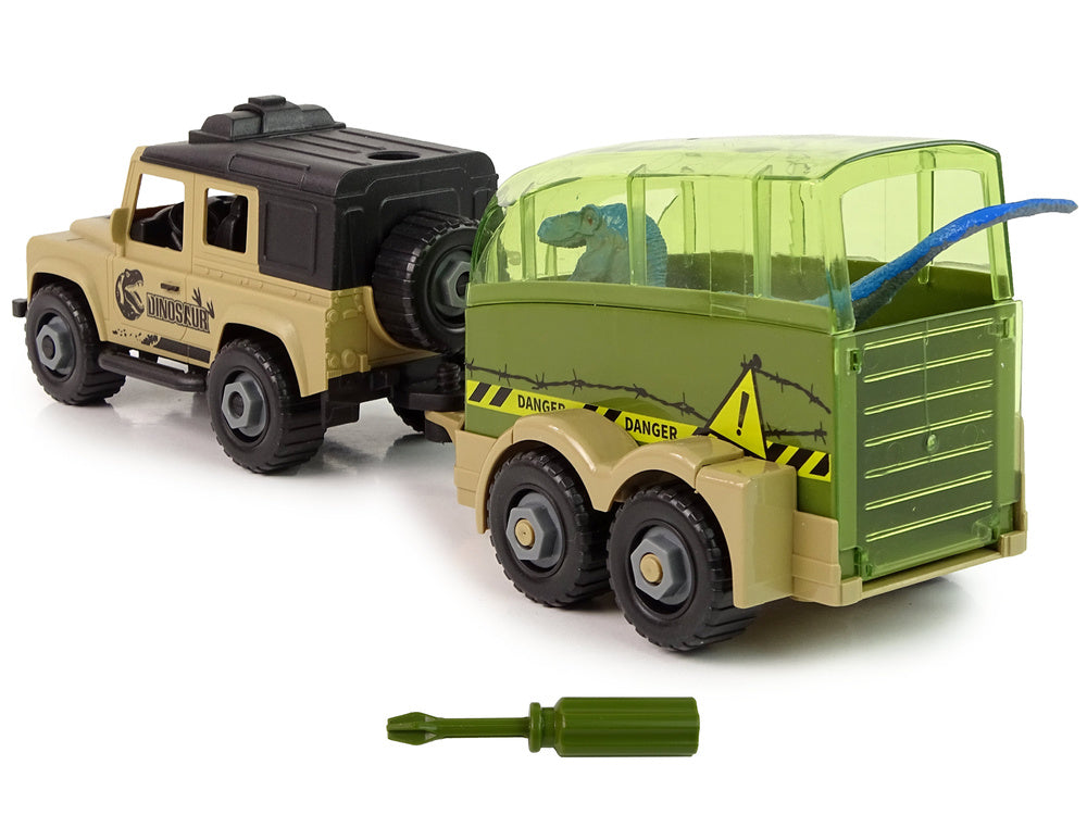 Terénní auto s přepravníkem dinosaurů – DIY stavebnice