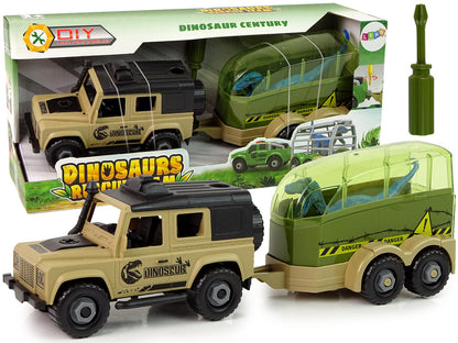 Terénní auto s přepravníkem dinosaurů – DIY stavebnice