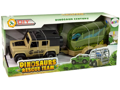 Terénní auto s přepravníkem dinosaurů – DIY stavebnice