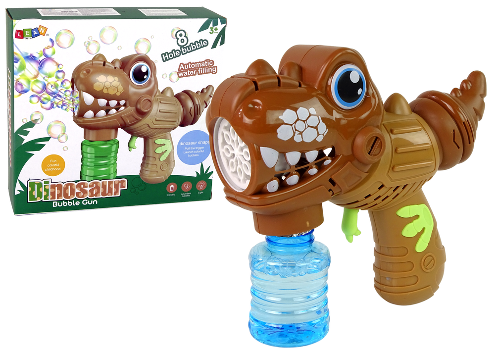 Bublifuk dinosaurus s hnědou tekutinou – automatický generátor bublin