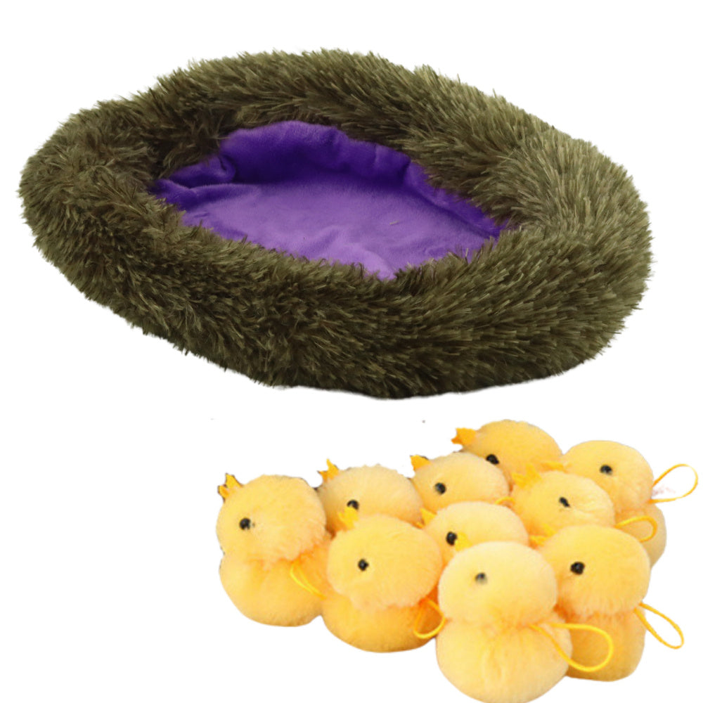 Plyšová slepice s kuřátky v hnízdě – 10 ks – interaktivní hračka