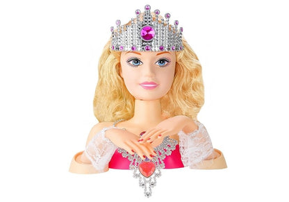 Głowa Lalki do Stylizacji z Koroną + Akcesoria
