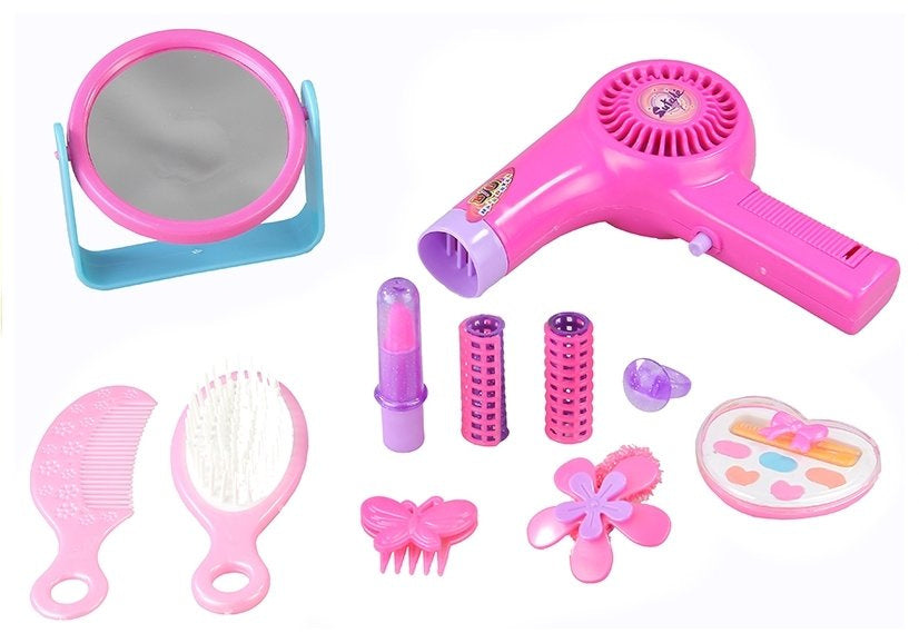 Girls Beauty Kit Hair Accessories Set Realistic Hairdryer In A Bag