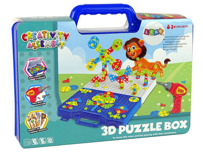 3D puzzle stavebnice s šroubovákem v kufříku – 450 dílků