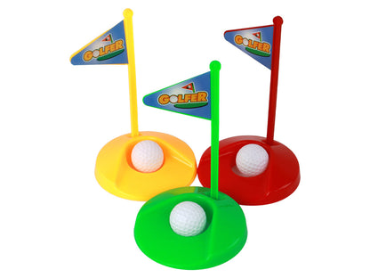 Mini golf set pro děti s 3 holemi a 12 dílky