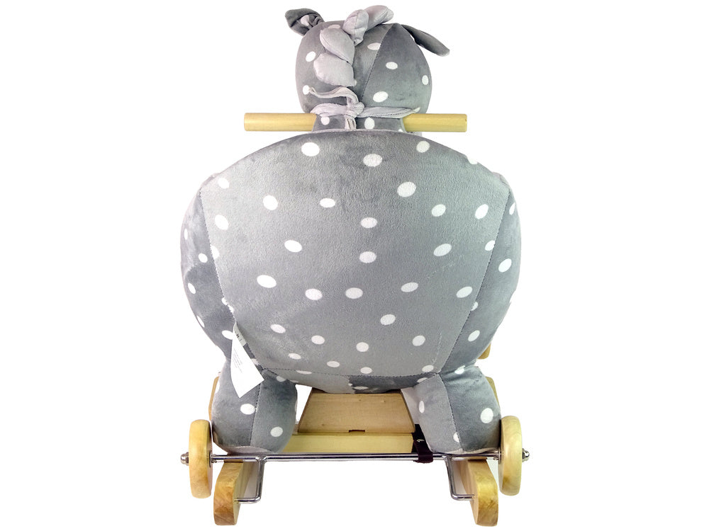 Houpací koník Little Dots 46 cm s hudbou – šedý s puntíky