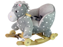 Houpací koník Little Dots 46 cm s hudbou – šedý s puntíky