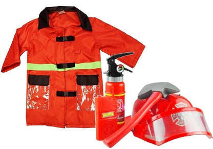 Firefighter Costume with Accessories - helmet, fire extinguisher, crowbar