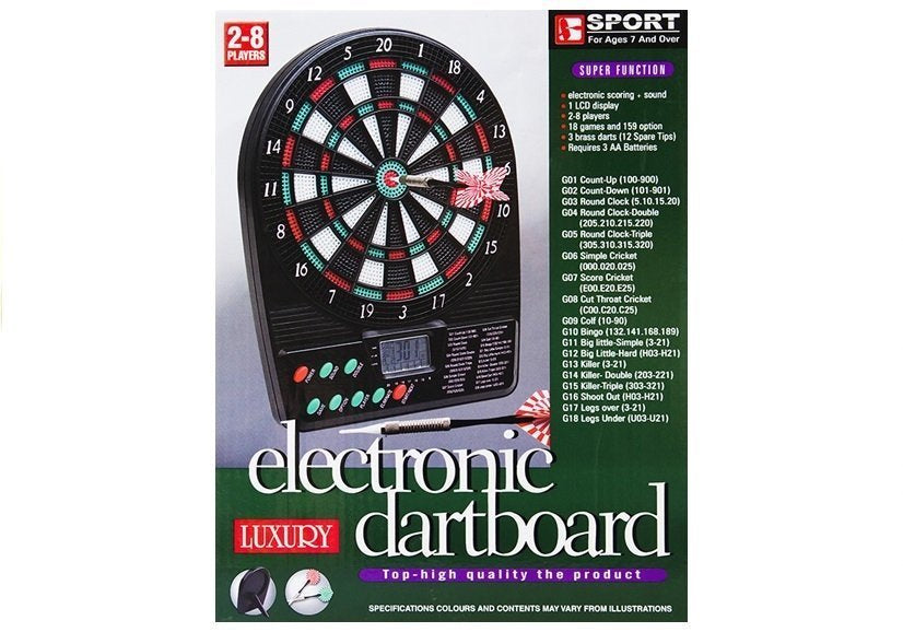 Electronic Dartboard Led Score Display Dart Board 18 Games 3 Darts 12 Spare Tips