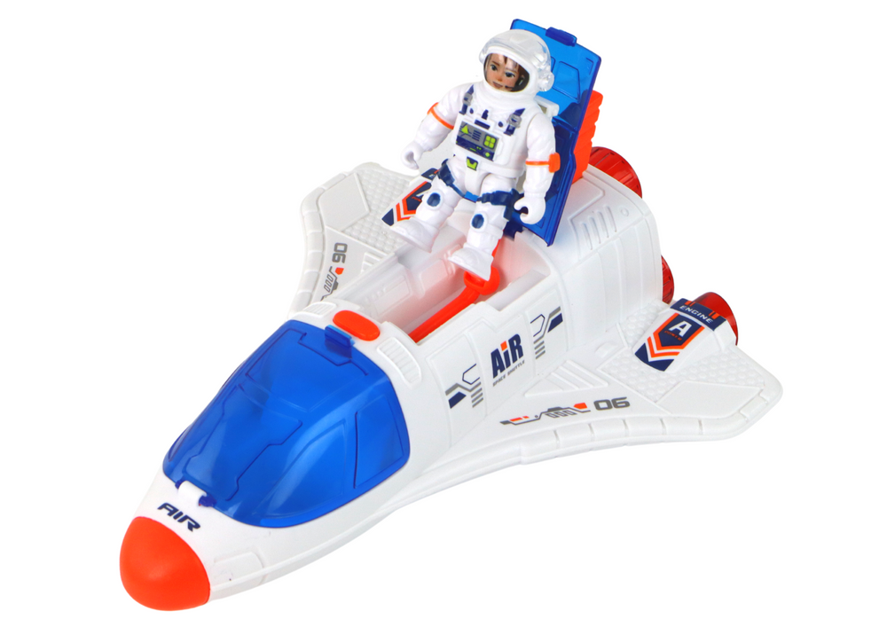 Vesmírná mise – kosmická raketa s kosmonautem a zvuky