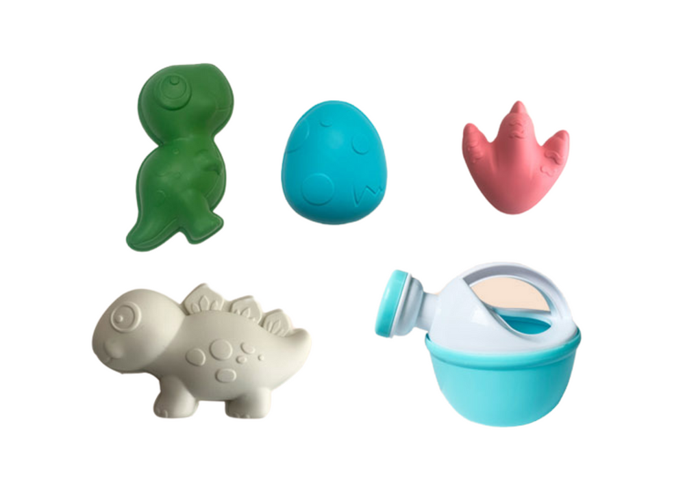 Sada hraček na písek s dinosaury – sklápěč, kbelík a formičky